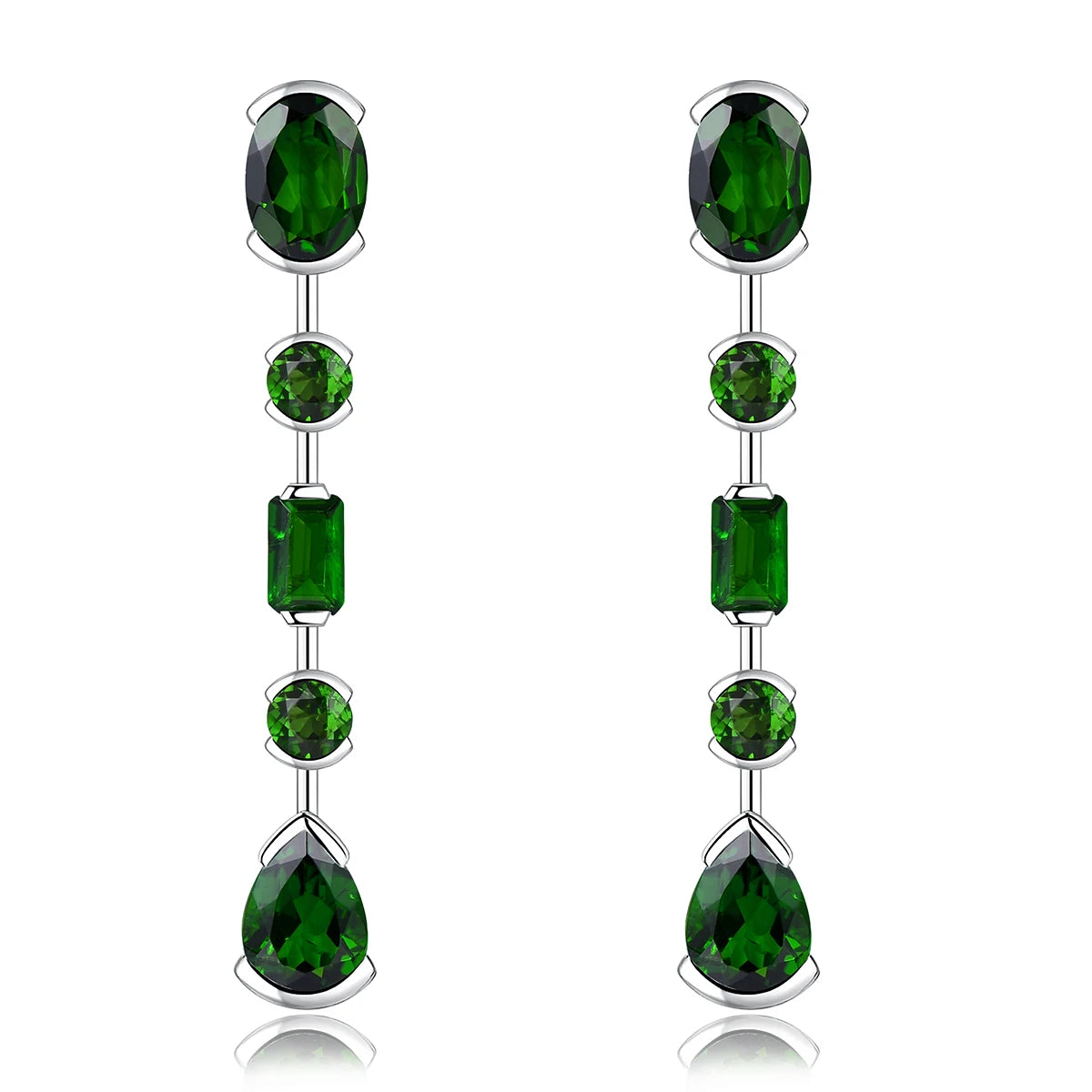 Natural Chrome Diopside Sterling Silver Drop Earrings 3.5 Carats Genuine Gemstone Exquisite Top Quality Women Birthday Gifts Natural Diopside