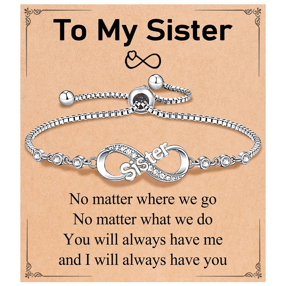 Love-filled diamond beaded bracelet, birthday jewelry gifts for wife, daughter, mother, grandmother, sister, mom, with cards