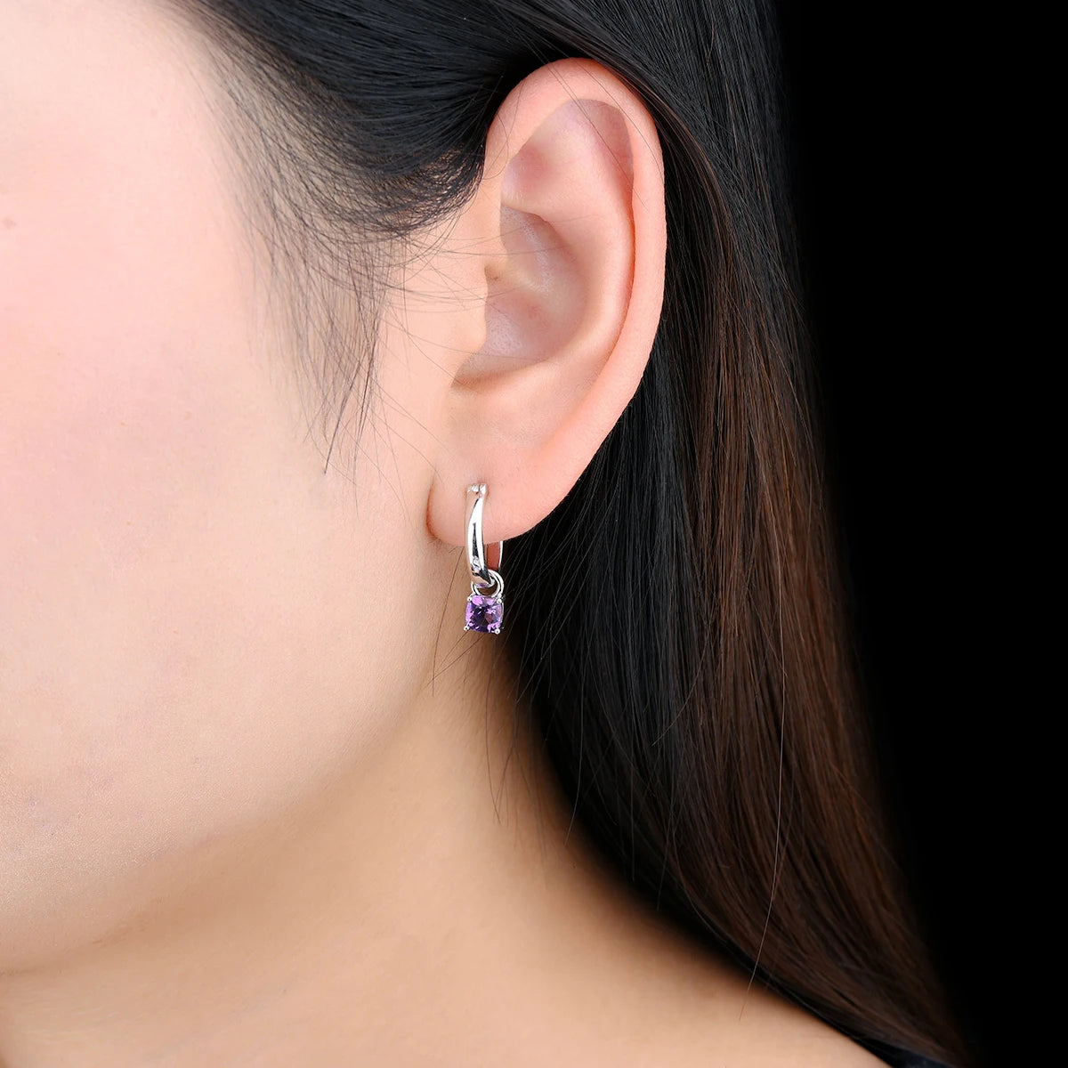 Natural Amethyst Solid Silver Drop Earring Genuine Purple Crystal Women Classic Romantic Style Jewelry S925 Top Quality Gifts
