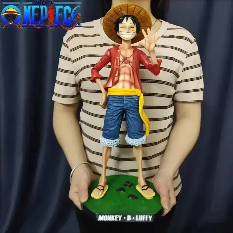 42cm Anime One Piece Luffy Figure Sunshine With Base Gk Large 1/4 Big Luffy Smiley Figure Doll Statue Model Decorative Toy Gifts