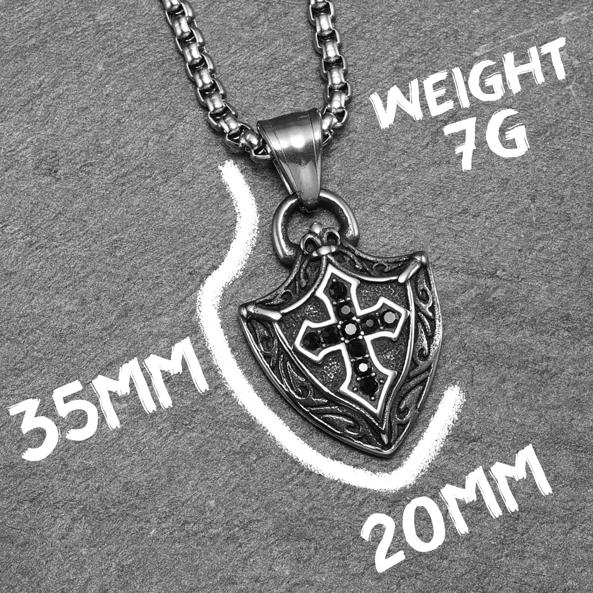 Cross Shield Amulets Gemstone Stainless Steel Men Necklaces Pendant Chain Punk For Women Fashion Jewelry Gifts Wholesale