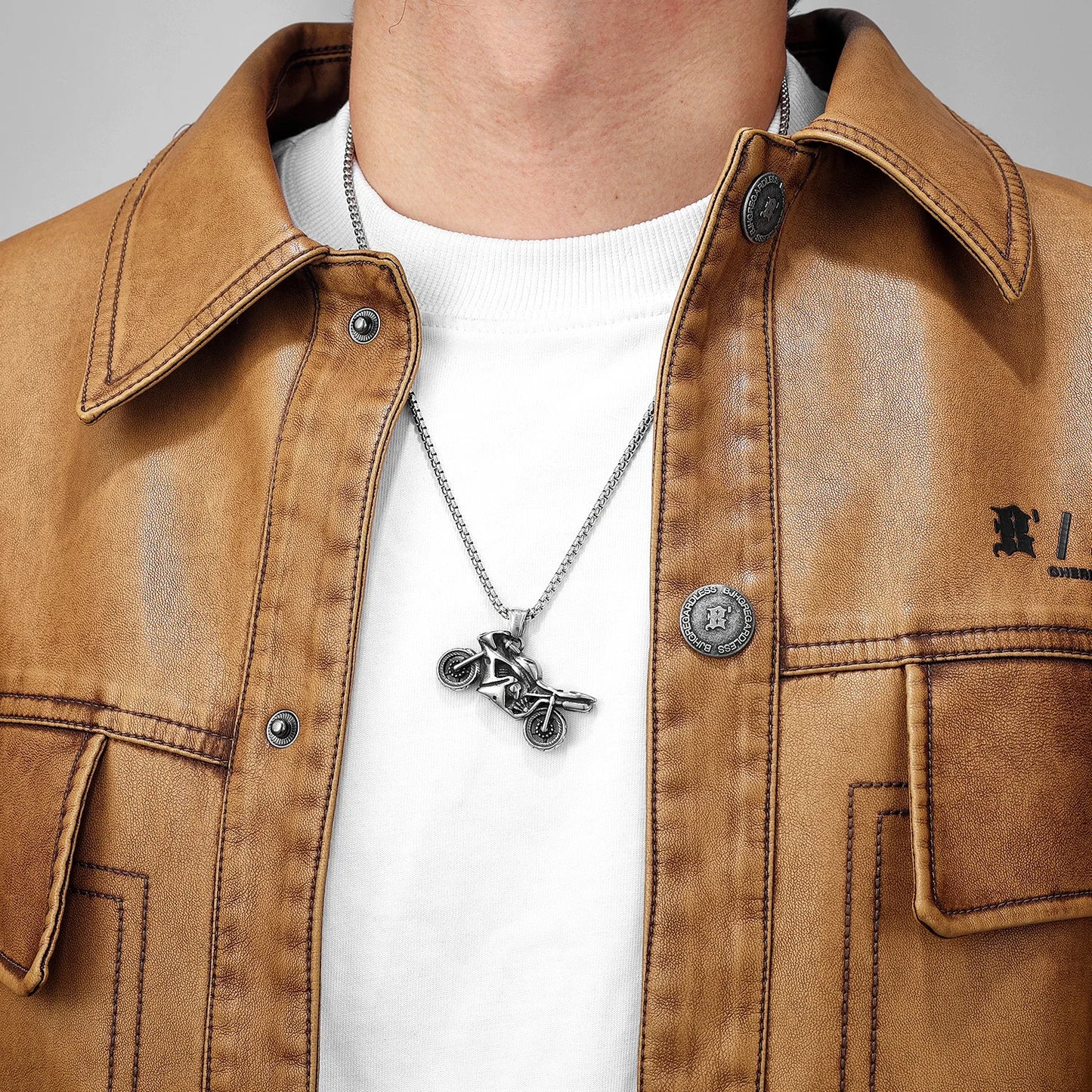 Racing Motorcycle Rider Men Necklaces Stainless Steel Pendant Chain Punk Vintage Biker Women Jewelry Accessories Gifts Wholesale
