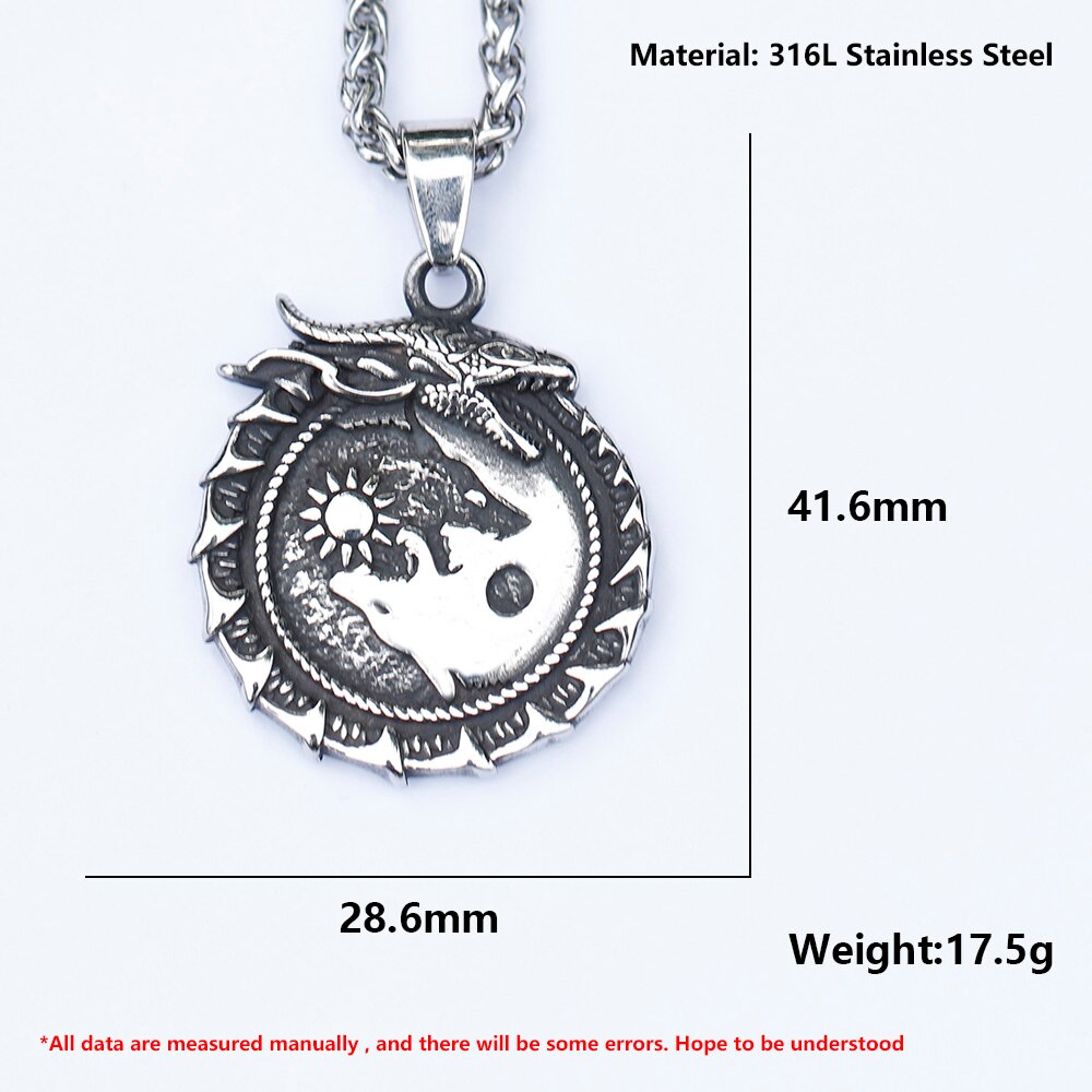 2022 NEW Men's 316L stainless-steel vintage Viking Wolf Pendant Necklace Animal fashion jewelry Gift free shipping