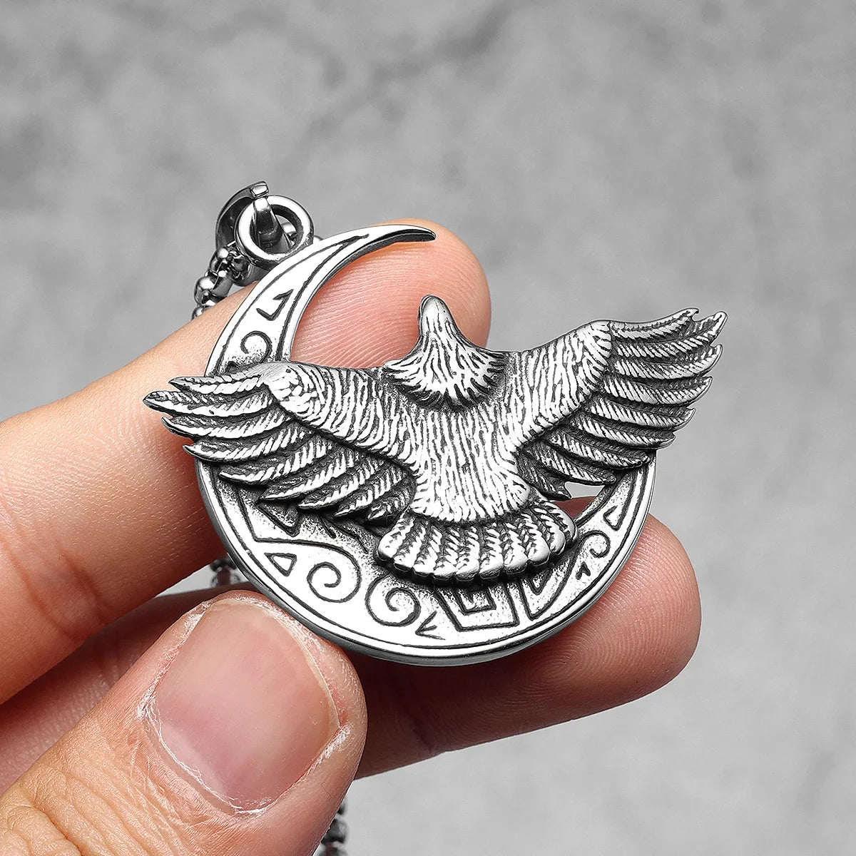 Moon Fly Eagle Stylish Stainless Steel Men Necklaces Pendant Chain Punk For Women Fashion Jewelry Gifts Wholesale Dropshiping