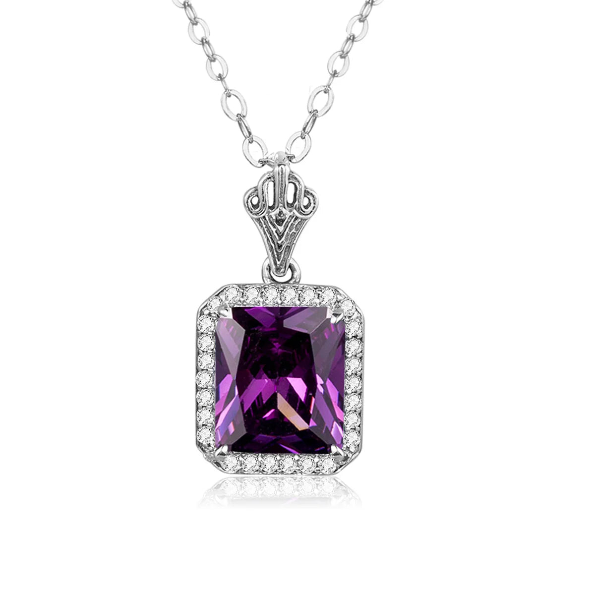 Green Emerald Pendant Necklaces For Women With Diamonds 925 Silver Jewelry Gemstone Boho Berloque Pendent Amethyst