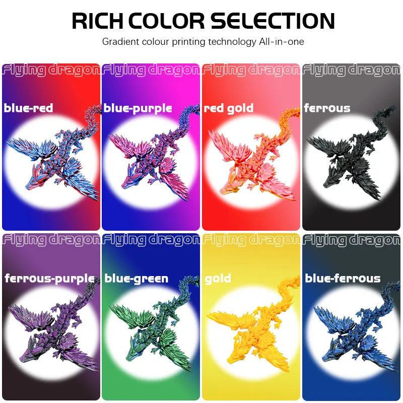 3D Printed Dragon with Movable Wings - Office Desk Accessory, Creative Home Decor, Perfect Christmas Present Holiday Gift