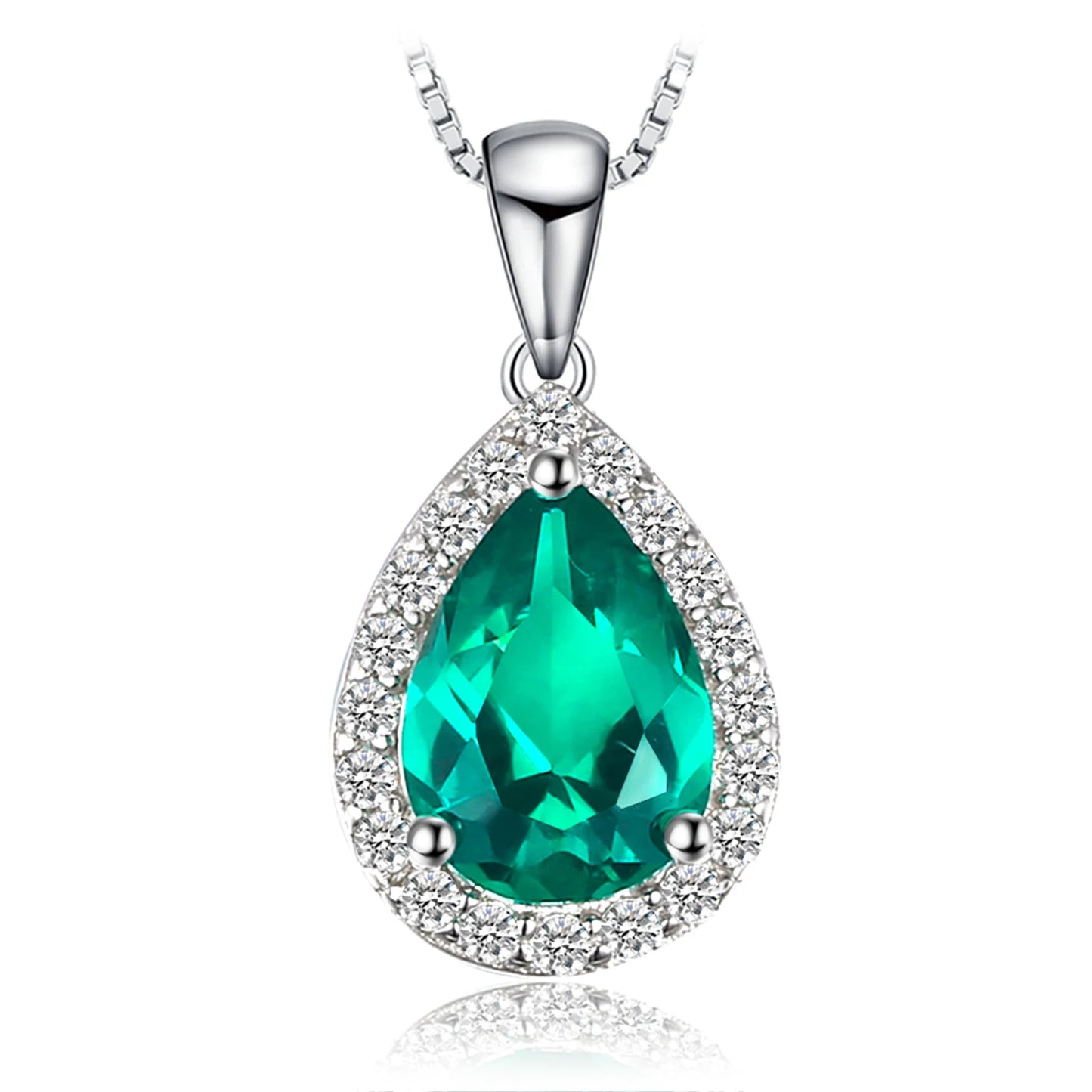 JewelryPalace Pear Simulated Nano Emerald 925 Sterling Silver Pendant Necklace Gemstone Statement Necklace Women Without Chain Default Title