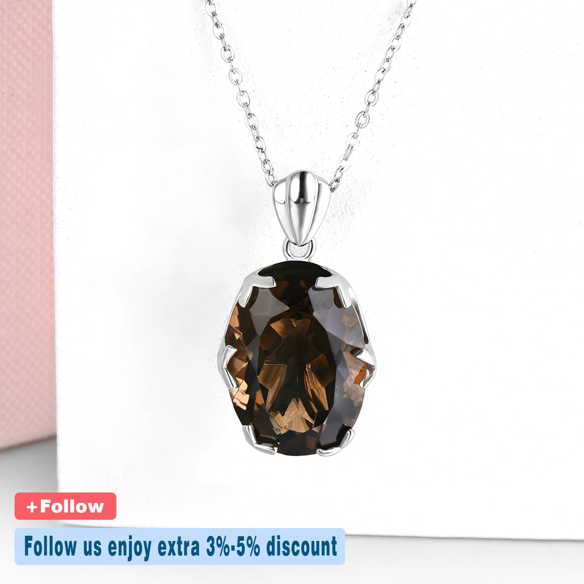 Natural Smoky Quarts Sterling Silver Pendants 11 Carats Genuine Brown Crystal Women Classic Fine Jewelry S925 Top Quality