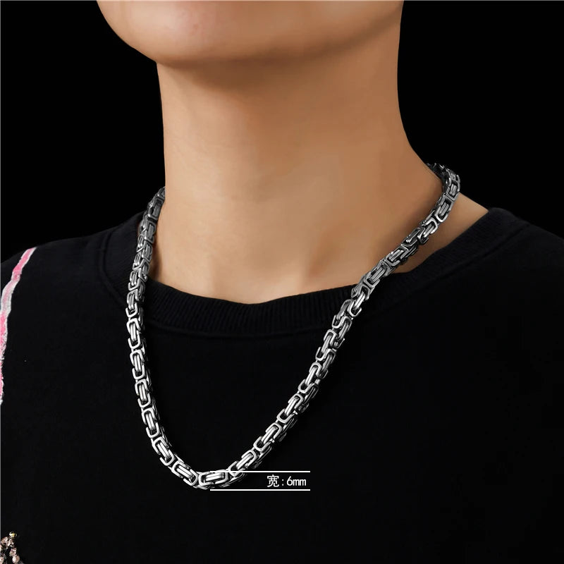 High-end 316L Titanium Steel Hand-assembled Ins Ladies Necklace Male Trendy Personality Hip-hop Sweater Chain Wholesale Rust Red