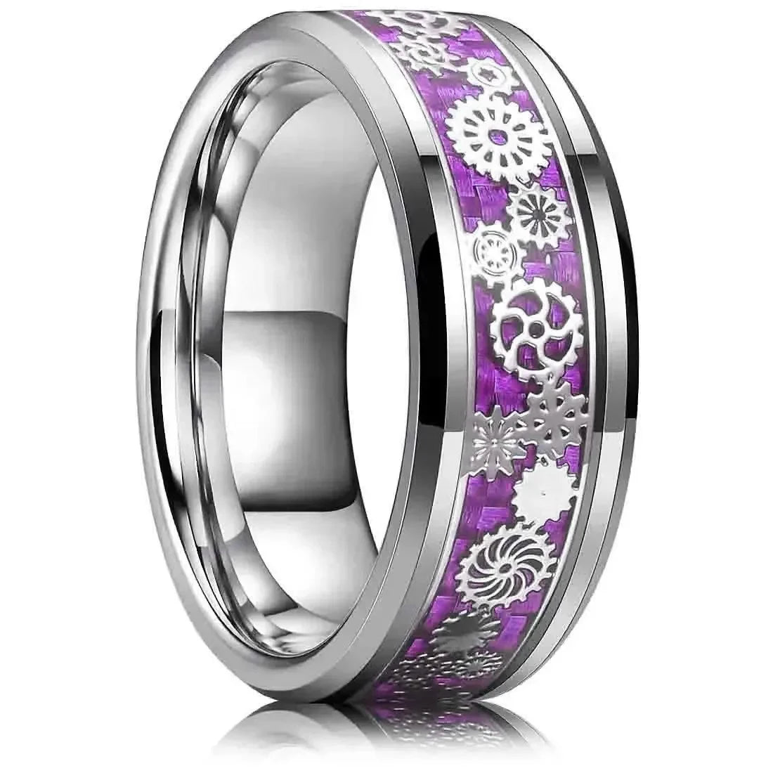 Fashion 8mm Stainless Steel Rings for Men Rose Gold Color Step Edge Black Brushed Men Rings Wedding Party Jewelry Gifts