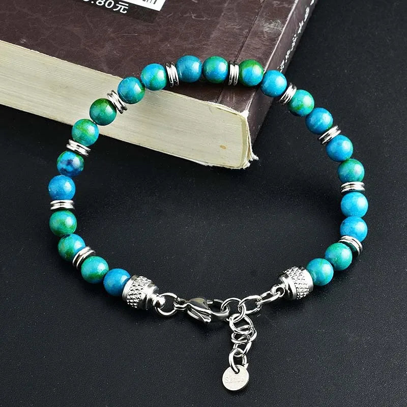 Pulseras Hombre Natural Stone Man Beaded Bracelets Homme lapis lazuli Phoenix Stone Men's Bracelets For Men Fathers Day Gifts