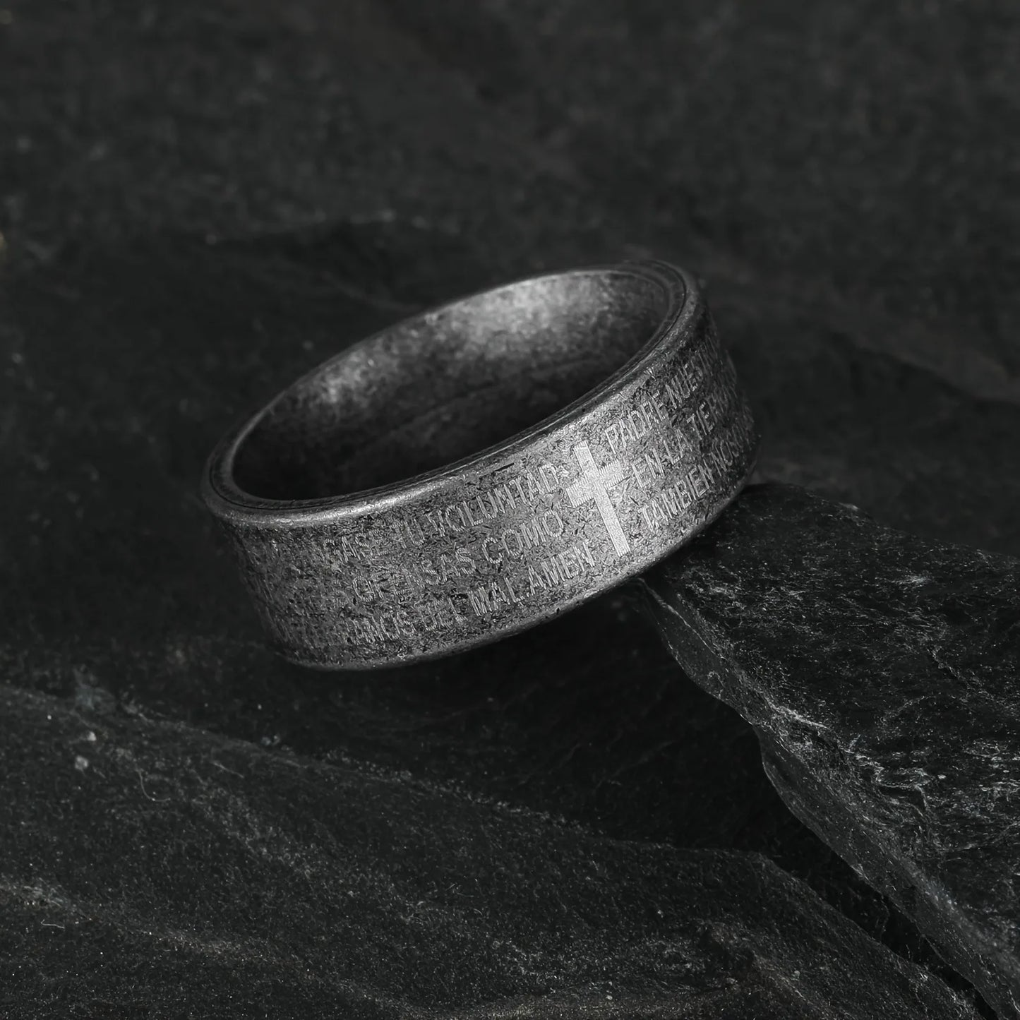 Vintage Men's Stainless Steel Bible Verse Jesus Cross Rings For Men Christian Cross Religious Ring Men Amulet Jewelry Wholesale
