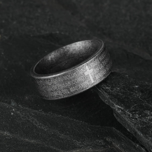 Vintage Men's Stainless Steel Bible Verse Jesus Cross Rings For Men Christian Cross Religious Ring Men Amulet Jewelry Wholesale