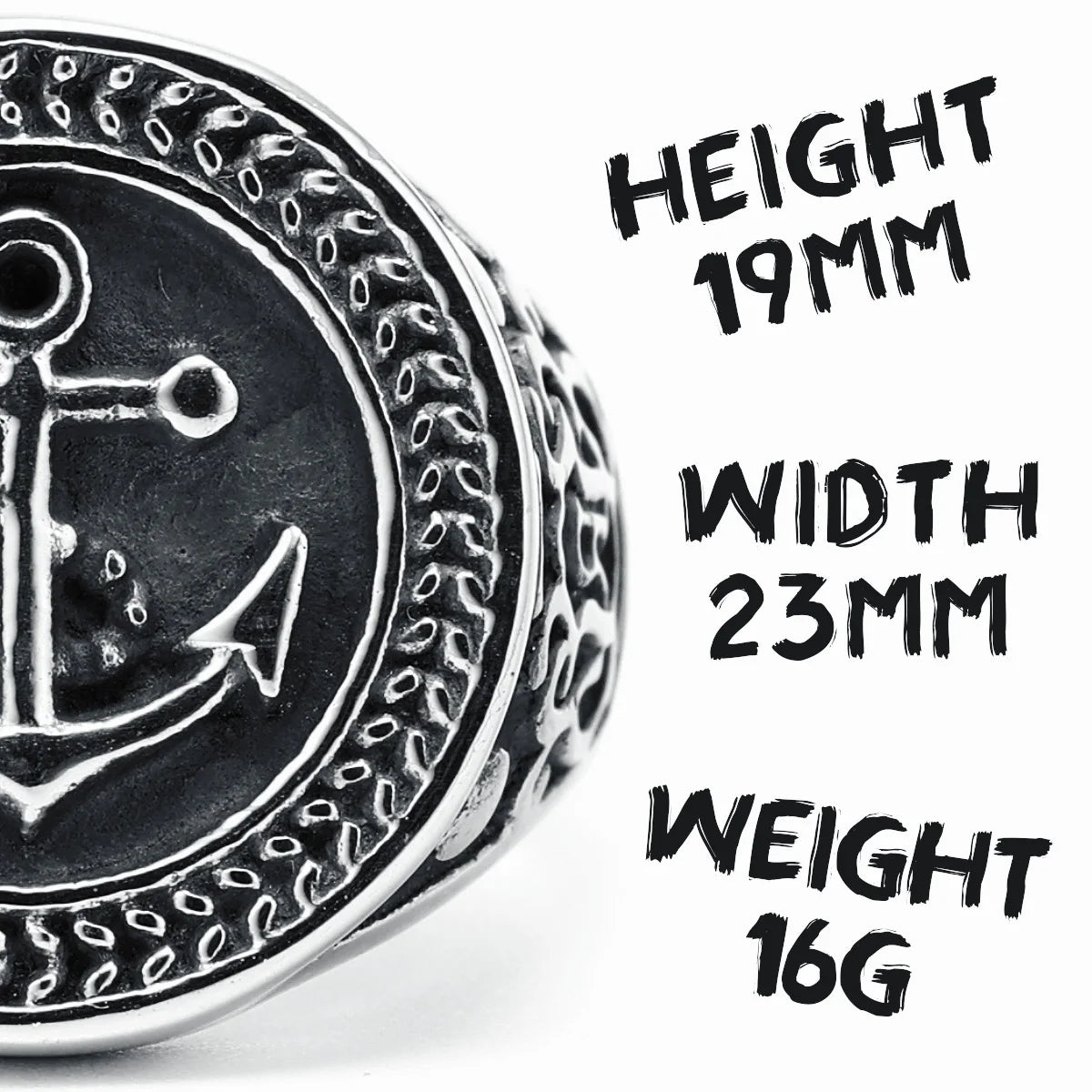 Retro Anchor Ring 316L Stainless Steel Men Rings Navigator Ocean Captain Rudder Rock for Biker Male Boyfriend Jewelry Best Gift