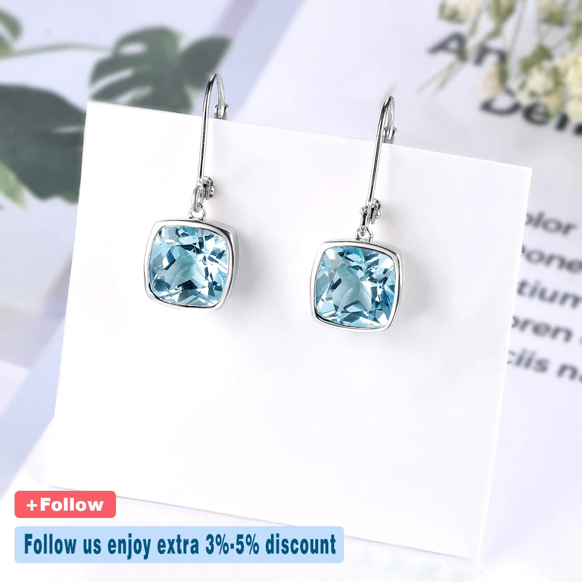 Natural Sky Blue Sterling Silver Drop Earring 5.4 Carats Genuine Topaz S925 Jewelry Simple Classic Style Party Anniversary