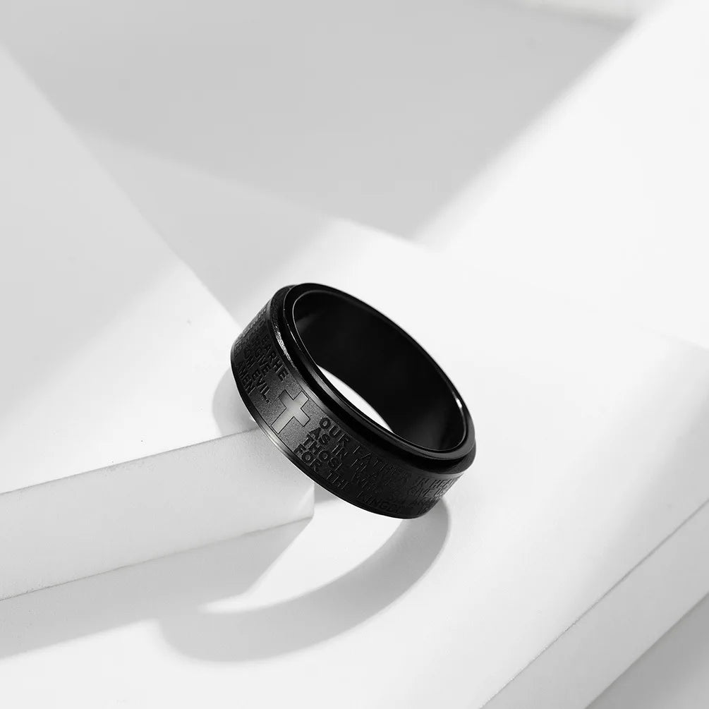 Rotate Freely Stainless Steel Anxiety Rings For Men Women Christian Jesus Cross Spinner Ring Retro Amulet Religious Jewelry Gift