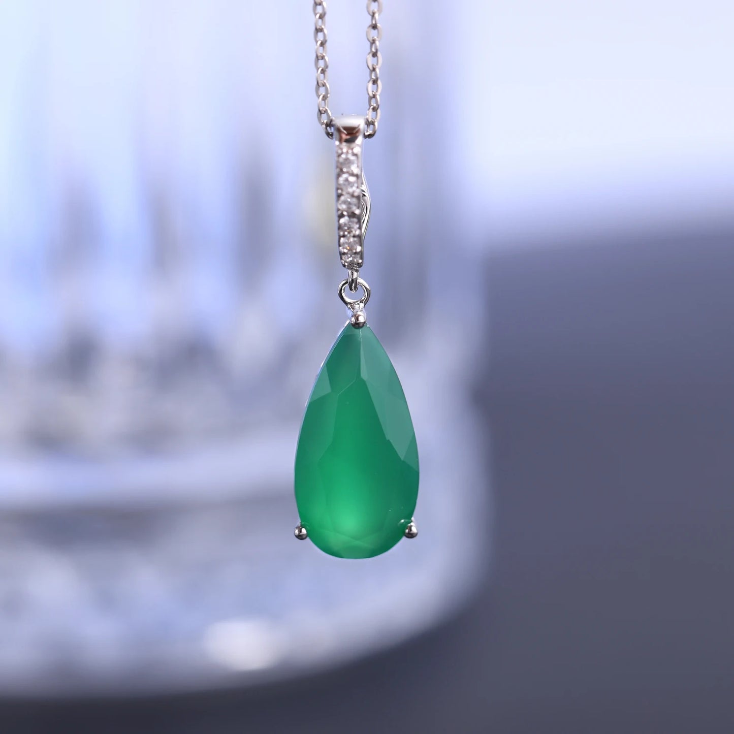 Gem's Ballet 7.89Ct Natural Green Agate Gemstone Pendant 925 sterling Silver Necklaces&Pendants For Women Fine Jewelry