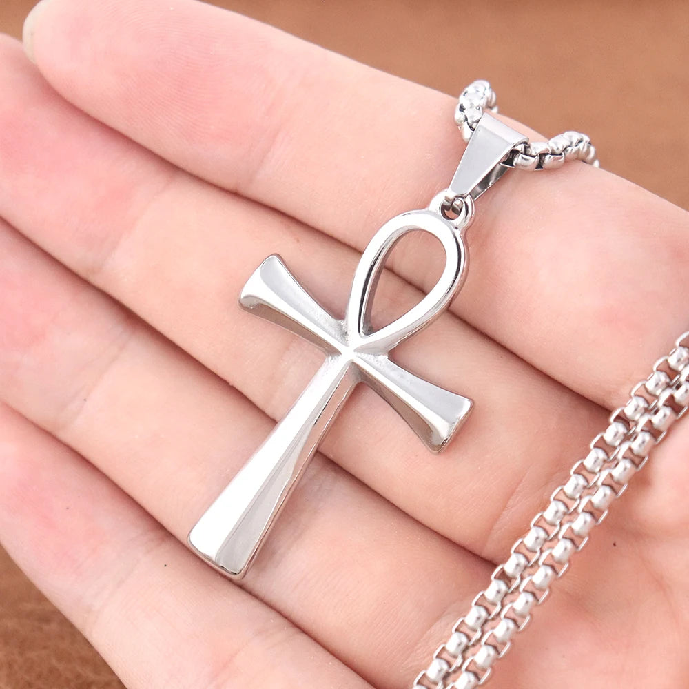 Vintage Stainless Steel Jesus Cross Necklace Men's Classic Religious Believer INRI Cross Pendant Jewelry Creative Gift