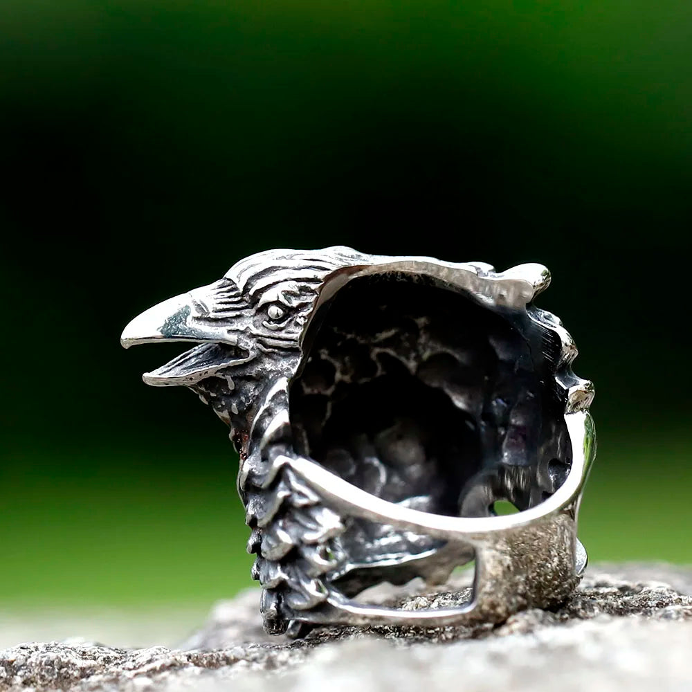 2023 NEW Men's 316L stainless steel rings Nordic VIKING Odin Double headed bird headed animal ring Amulet Jewelry