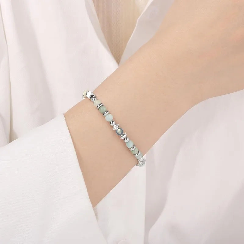 Mothers Day Birthday Christmas Valentines Graduation Gifts Amazonite Colorful Imperial Jasper Stainless Steel Beads Bracelets,