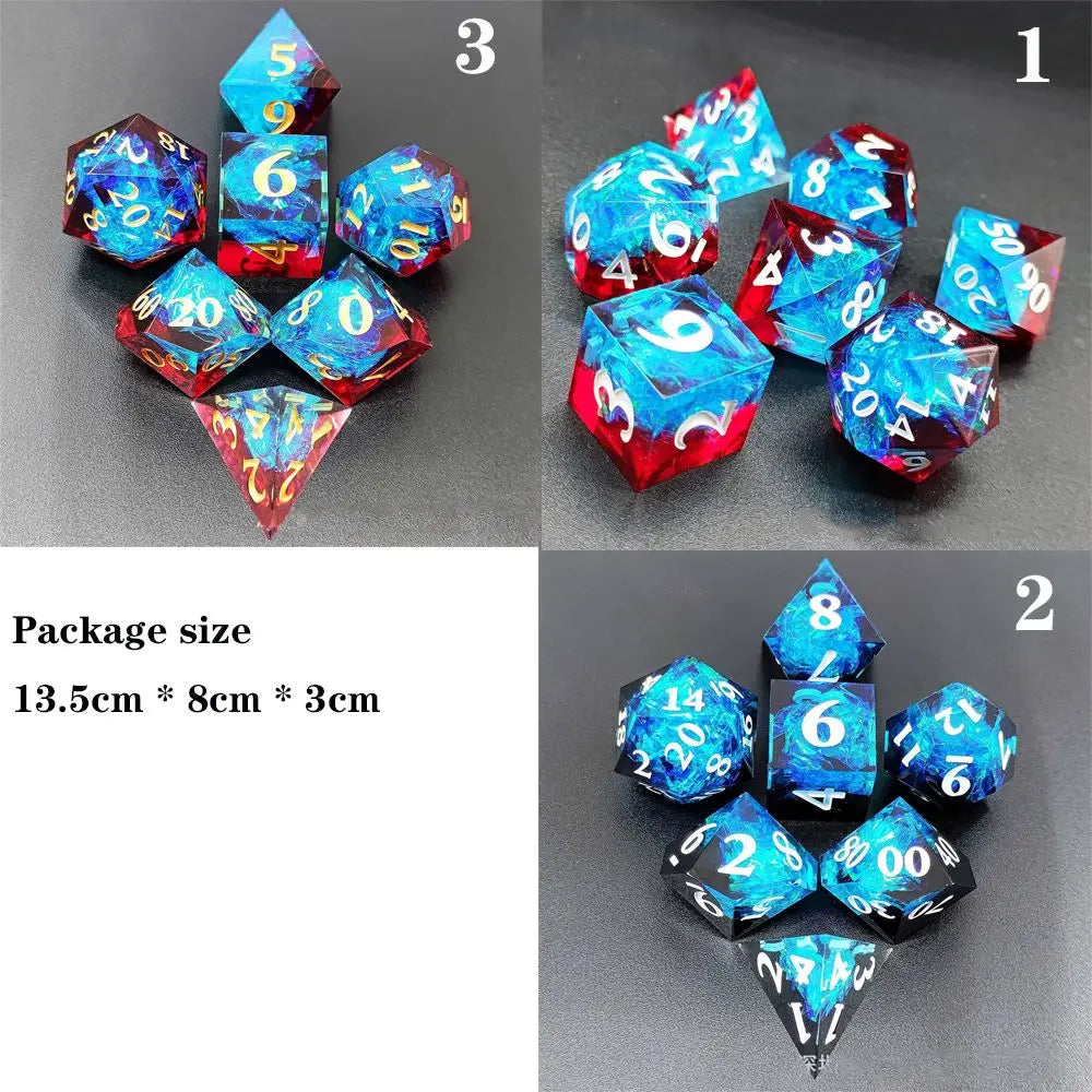 7Pcs Resin Polyhedral Dice Multi Sides Dices Set Table Games Accessories D6 D8 D10 D12 D20 For D&d DND