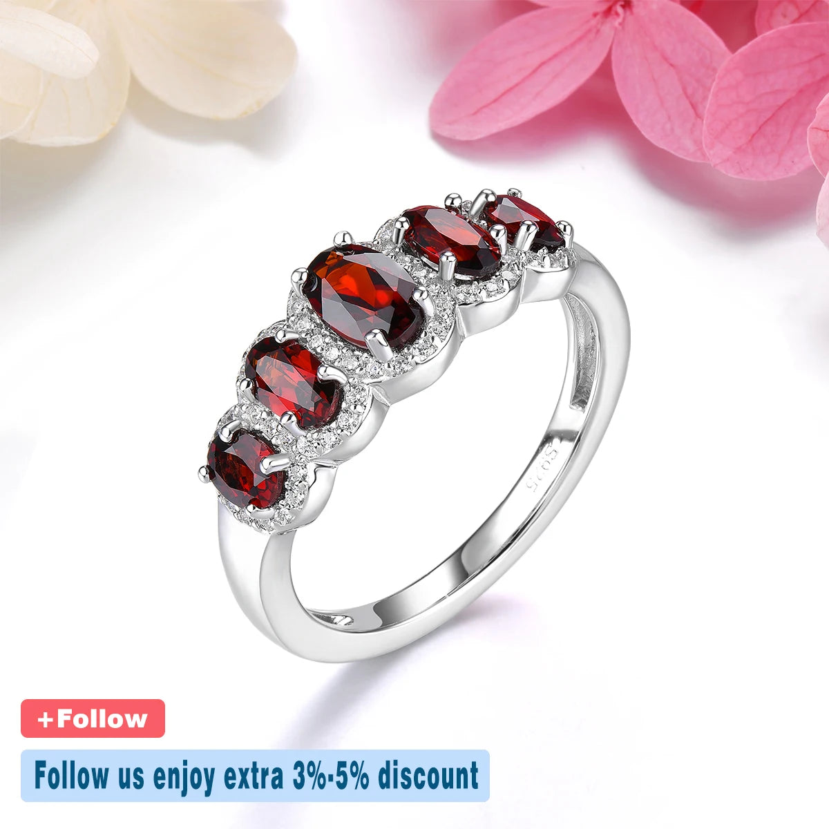 Natural Red Garnet Silver Rings 2 Carats Genuine Classic Garnet Gemstone Original Design S925 Women Romantic Birthday Gifts