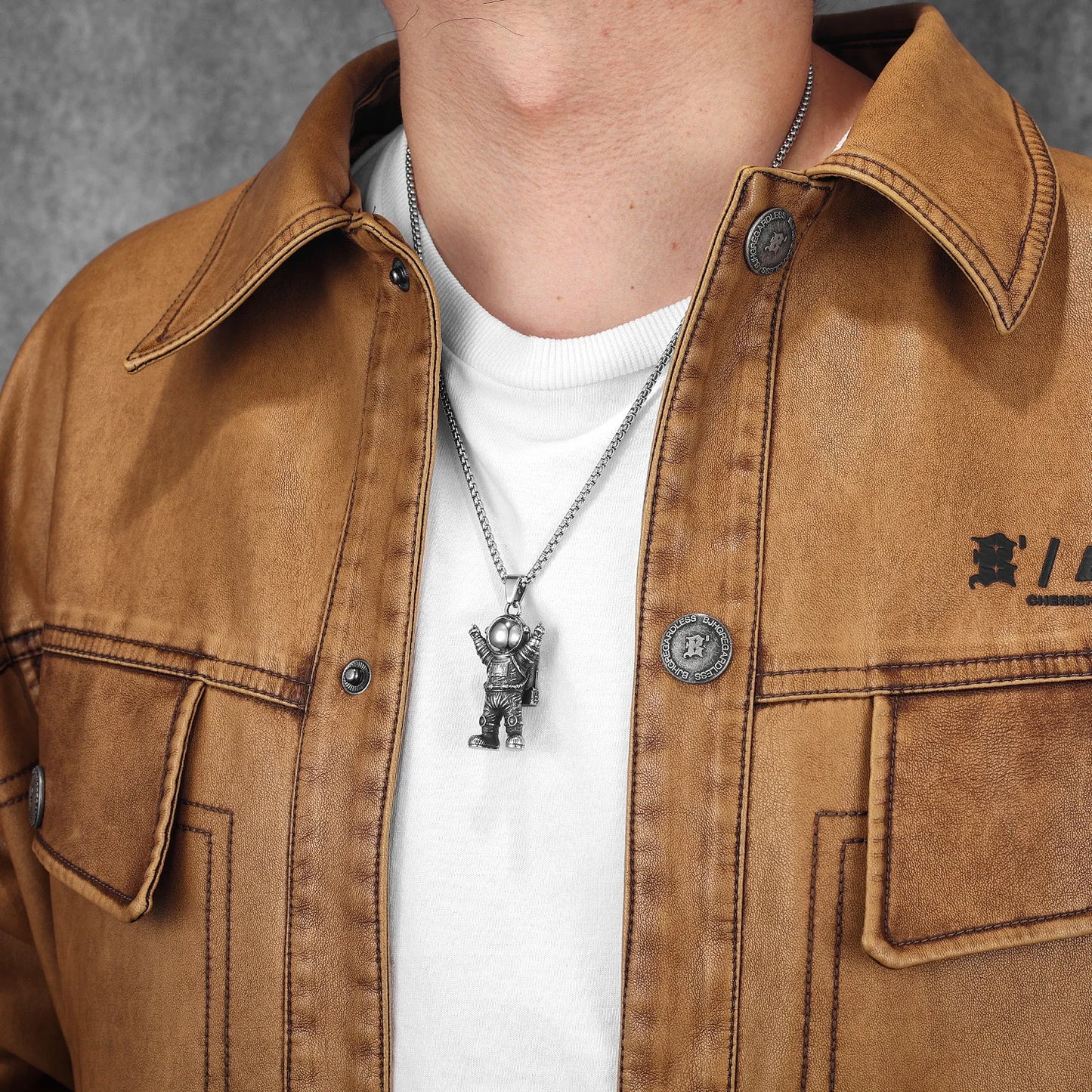 Spaceman Astronaut Stainless Steel Man Necklace Pendant Chain Punk Retro For Women Fashion Jewelry Gifts Wholesale Dropshiping