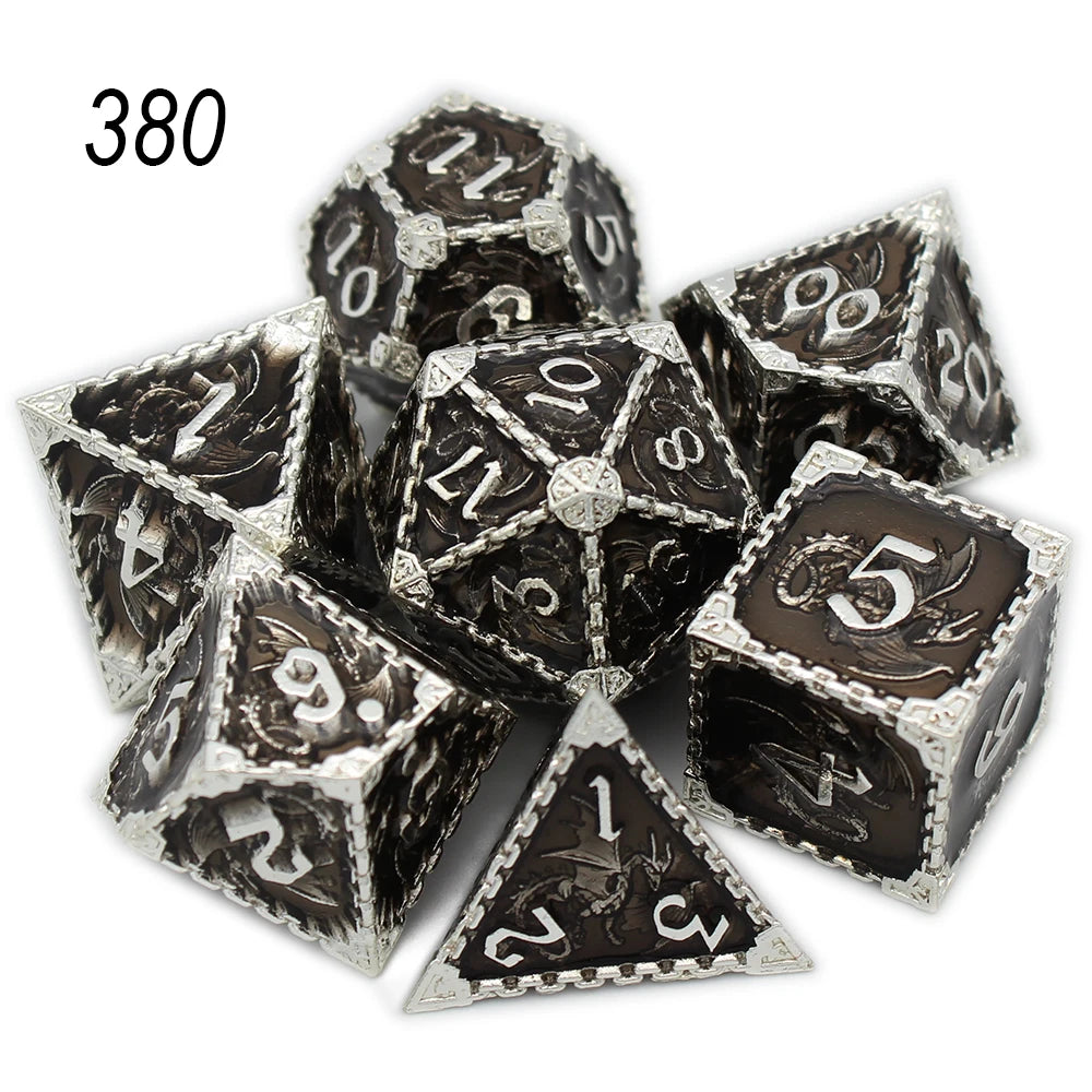 YANSHEGNYI-Metal Dice Dice Set, Dragon, RPG, D & D Board Games, Sex Polyhedral, D Dice, Dadi Dados, 7Pcs 380