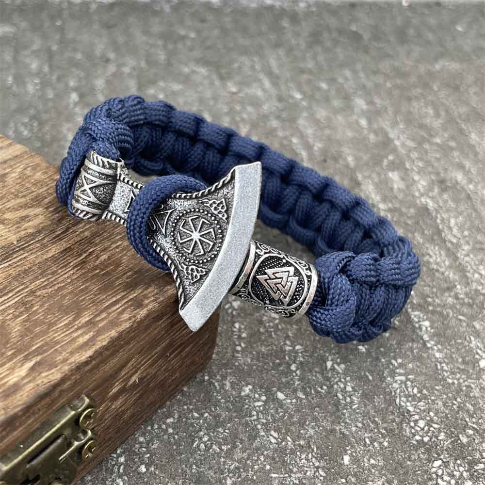 Nostalgia Slavic Kolovrat Symbol Perun Axe Charm Vikings Accessories Mens Womens Paracord Runes Beads Bracelet Bangle Jewelry Valknut