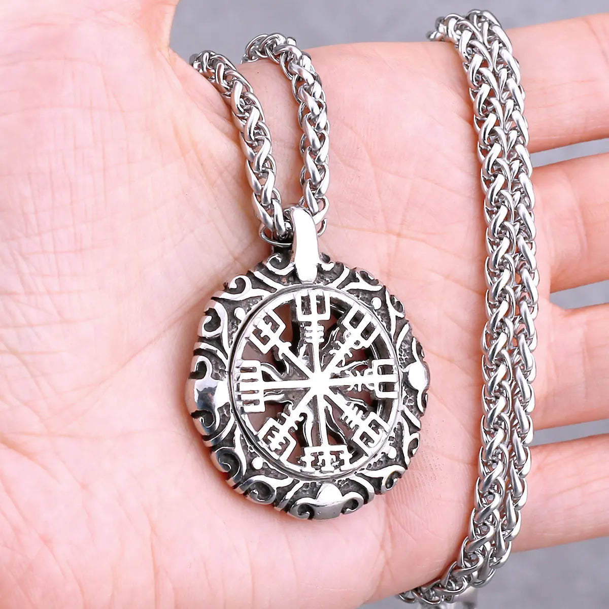 Vikings Odin Rune Necklace Various Men's Nordic Vegvisir Valknut Amulet Pendant Stainless Steel Punk Fashion Jewelry Wholesale
