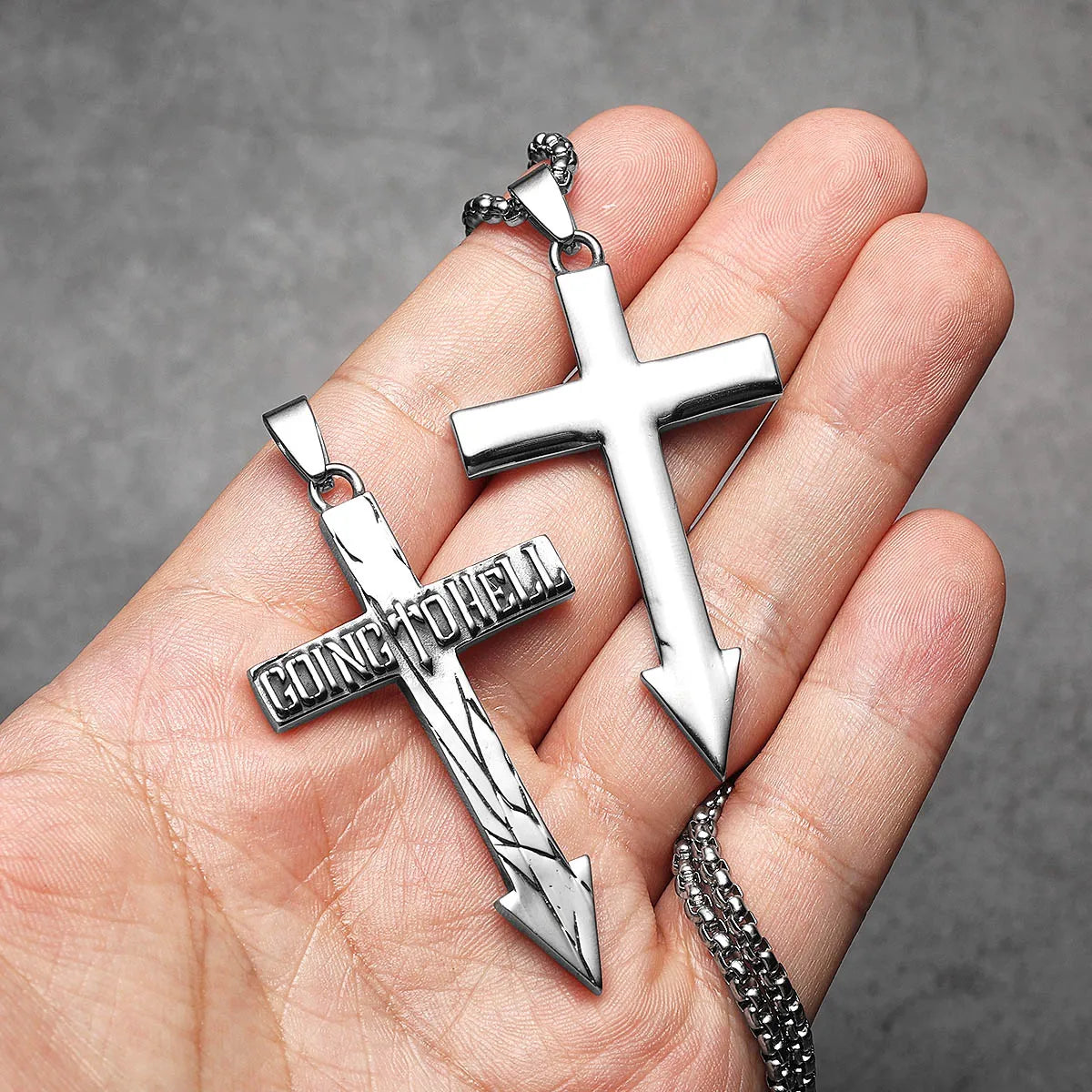 Curse Cross Amulet Stainless Steel Men Necklaces Pendant Chain Punk For Women Fashion Jewelry Gifts Wholesale Dropshiping