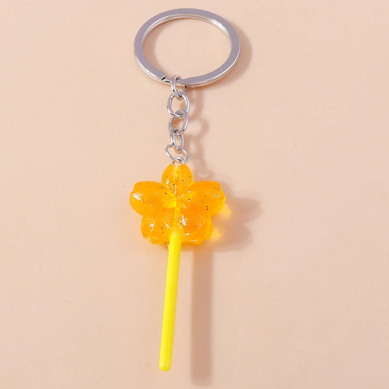 Lovely Resin Candy Lollipop Keychain Mini 3D Simulation Food Key Rings for Men Women Handbag Pendants DIY Kids Jewelry Gifts as picture shows 17