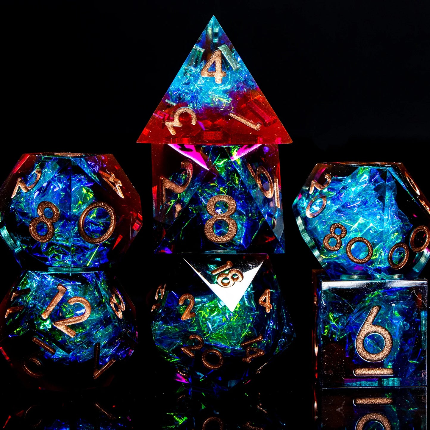 Dnd Sharp Edge Flower Handmade D20 RPG Polyhedral D and D Resin Dice Set For Dungeon and Dragon Pathfinder D6 Table Role Playing SZ-01