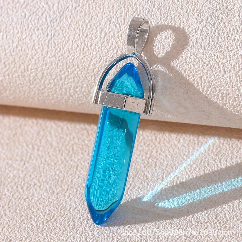Natural Crystal Wishing Stone Necklace Energy Stone Hexagonal Pendant Men Women Birthday Gift Healing Talisman Jewelry