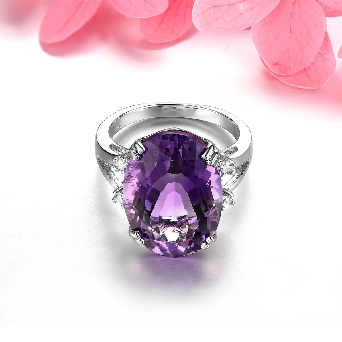 Natural Amethyst South Africa Solid Silver Rings 11.5 Carats Genuine Deep Purple Luxury Fine Jewelrys Anniversary Birthday Gifts