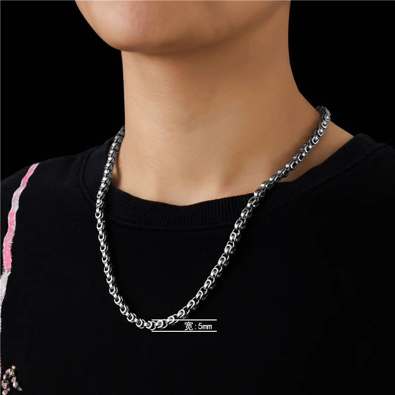 High-end 316L Titanium Steel Hand-assembled Ins Ladies Necklace Male Trendy Personality Hip-hop Sweater Chain Wholesale RED-BROWN