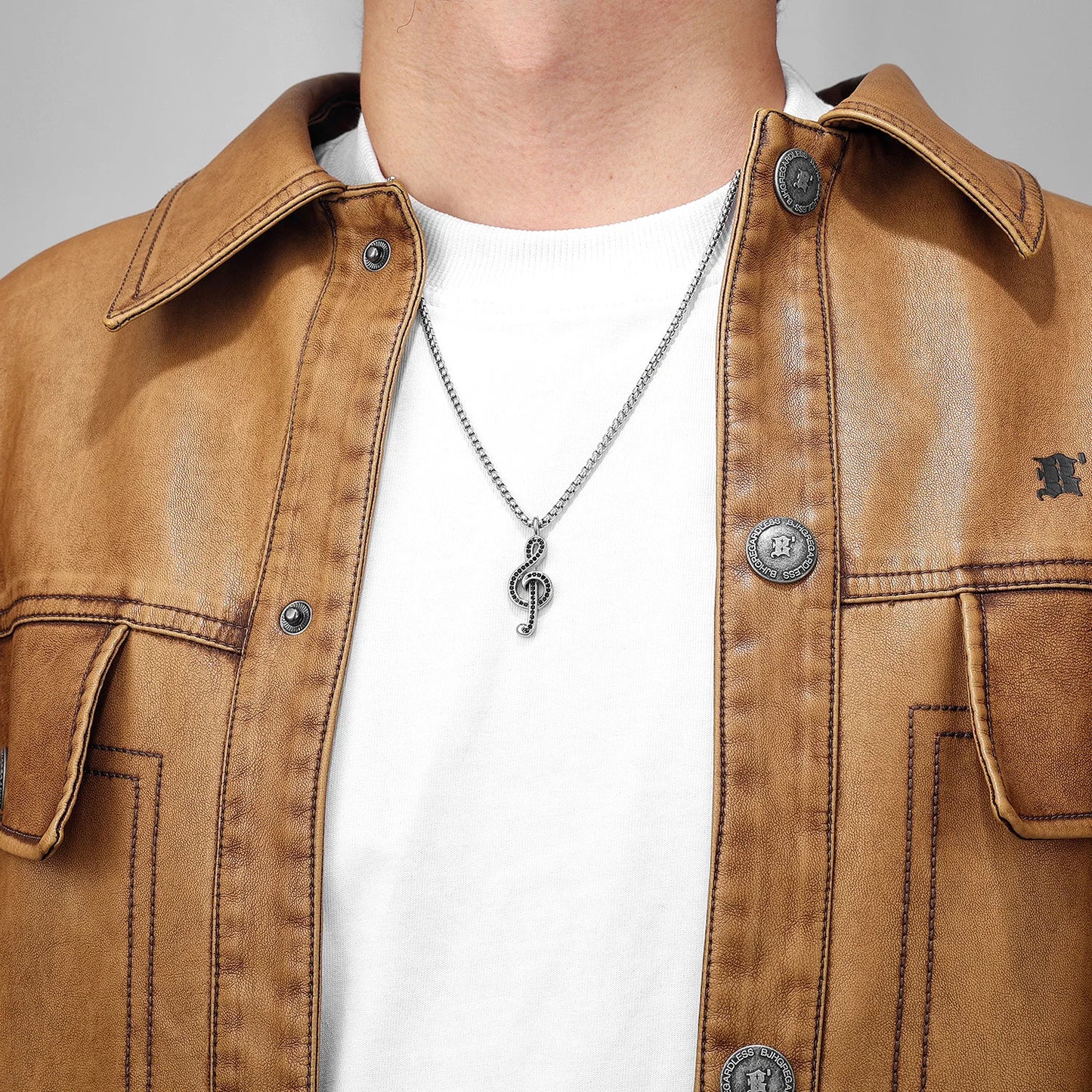 Music Symbol Gemstone Stainless Steel Men Necklaces Pendant Chain Punk For Women Fashion Jewelry Gifts Wholesale Dropshiping