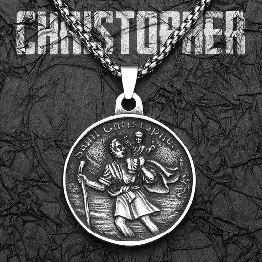 St.Christopher Exorcist Amulet Stainless Steel Men Necklaces Pendant Chain Punk For Women Fashion Jewelry Gifts Wholesale