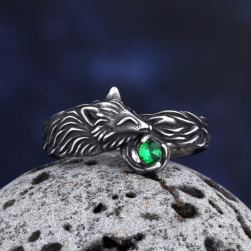 Vintage 316L Stainless Steel Viking Nordic 3D Wolf Of Thor Norse High Quality Wolf Animal Jewelry Men Ring Fox Only Ring