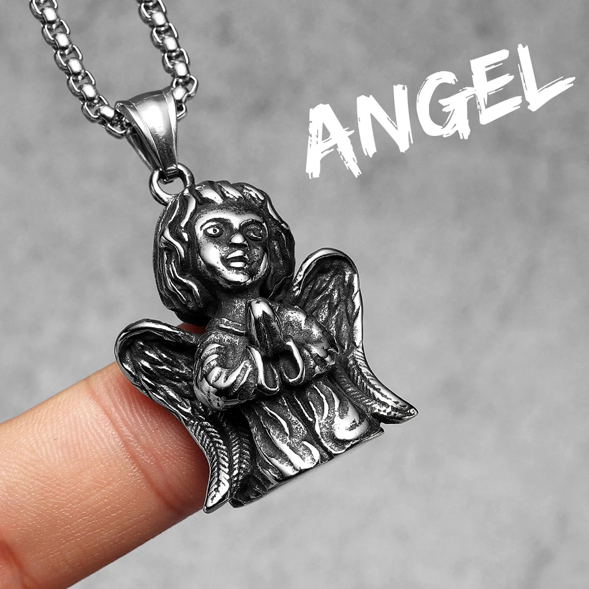 Angel Waing Amulet Stainless Steel Men Necklaces Pendant Chain Punk New In For Couple Women Fashion Jewelry Gifts Wholesale