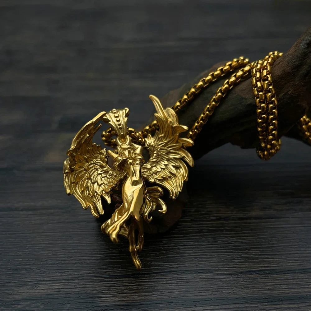 Fashion Stainless Steel Fallen Angel Necklace for Woman Punk Angel Wings Pendant Unique Simple Couple Gift Jewelry Accessories