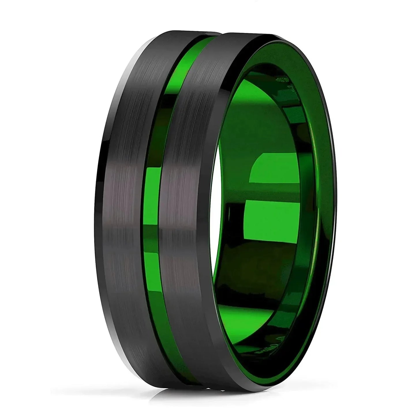 Fashion 8mm Black Tungsten Wedding Celtic Dragon Rings Inlaid Green Zircon Ring for Men Stainless Steel Purple Carbon Fibre Ring
