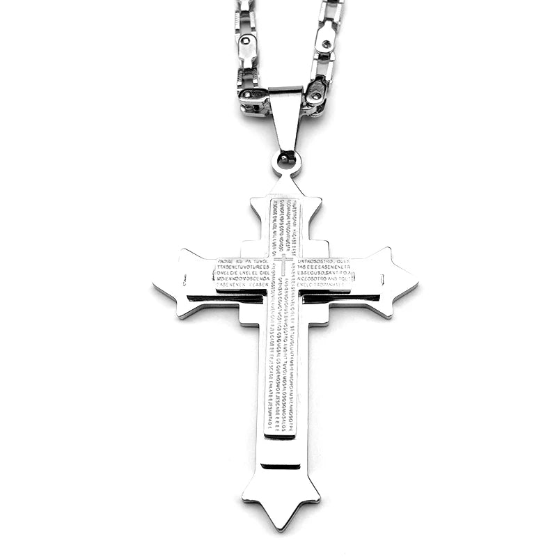 Simple Hip Hop Cross Pendant Necklace for Women Men Stainless Steel Gold Color Christian Punk Chain Amulet Jewelry Gift