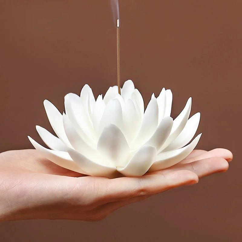 Ceramic White Lotus Incense Burner Home Decor Incense Stick Holder Buddhist Aromatherapy Incense Censer Use In Office Teahouse