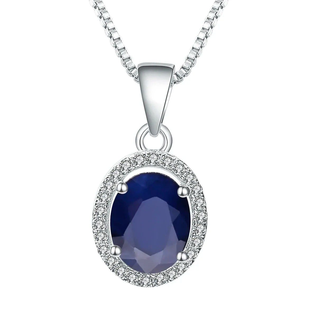 Gem's Ballet Natural Natural Blue Sapphire Real 585 14K 10K 18K Gold 925 Silver Pendant Necklace For Women Necklace Jewelry White Gold United States