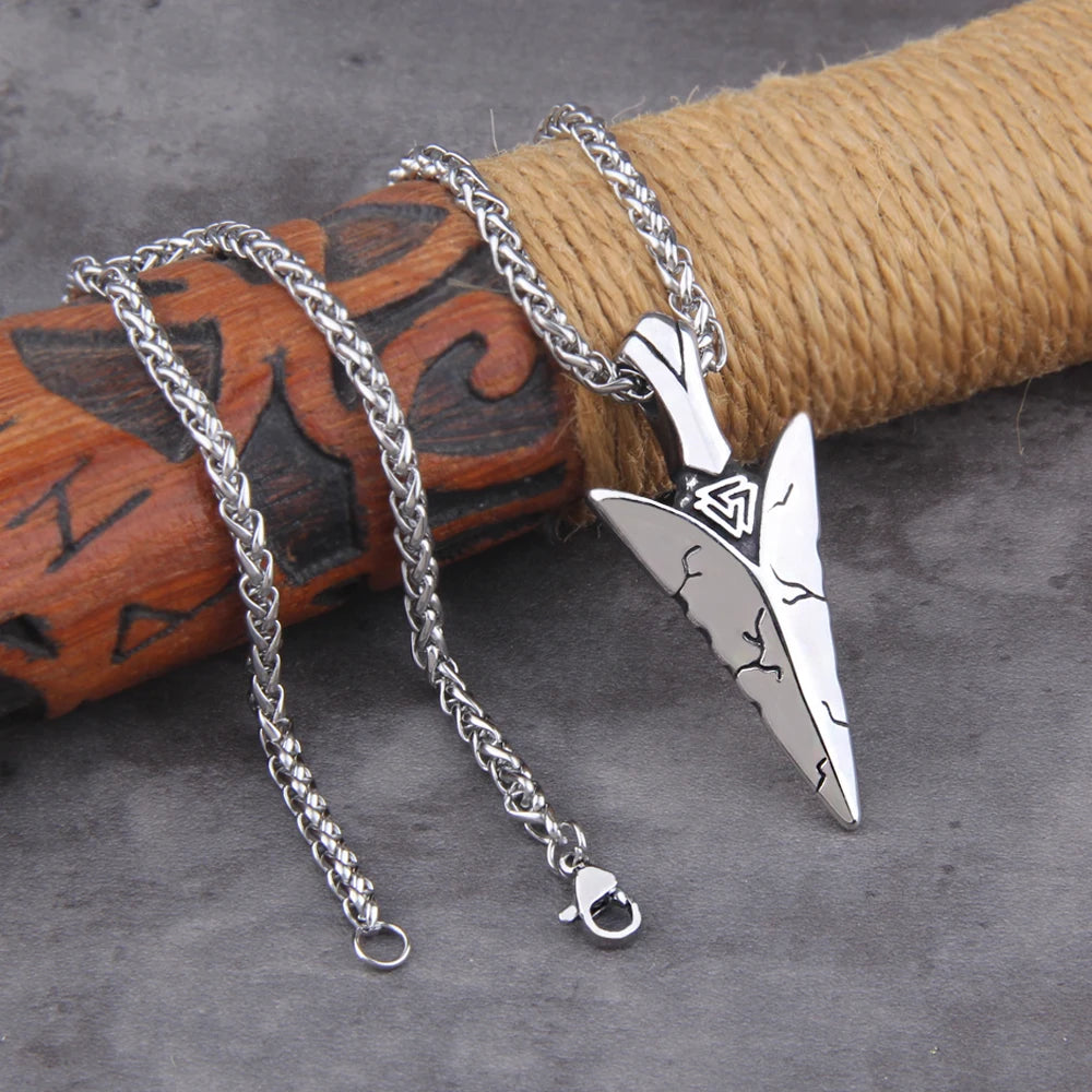 Viking Necklace for Men Studry Stainless Steel Norse Mythology Jewelry Viking Spear/Odin Amulet Pendant Necklace