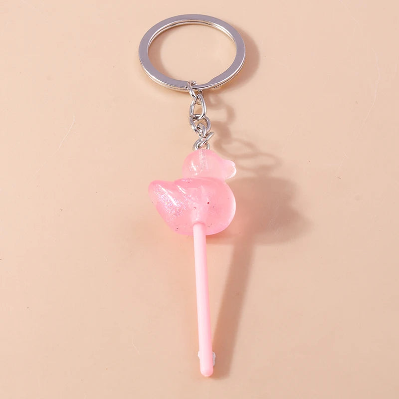 Lovely Resin Candy Lollipop Keychain Mini 3D Simulation Food Key Rings for Men Women Handbag Pendants DIY Kids Jewelry Gifts as picture shows 23