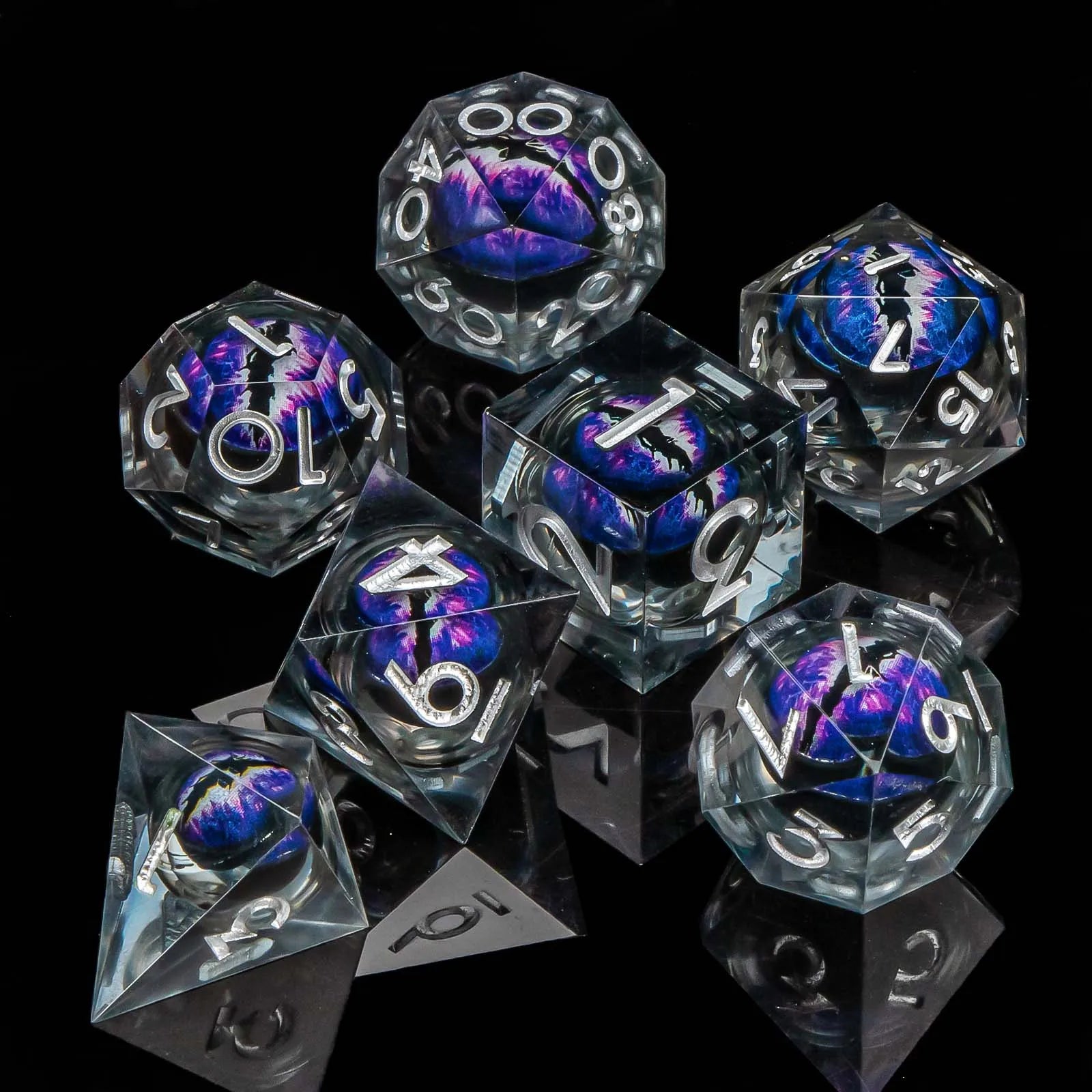 D and D Flowing Sand Sharp Edge Dragon Eye Dnd Resin RPG Polyhedral D&D Dice Set For Dungeon and Dragon Pathfinder Role Playing AZ03