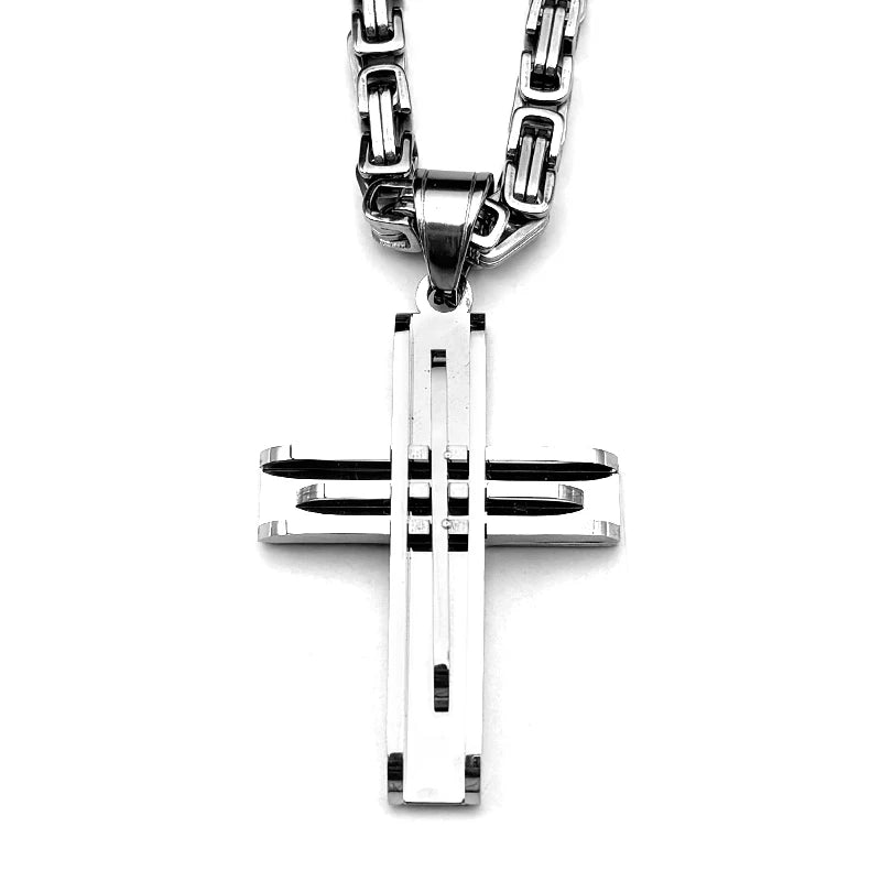 Jesus Christian Cross Pendant Necklaces for Men Stainless Steel Gold Color Hip Hop Chain Necklace Amulet Jewelry Collar Gift