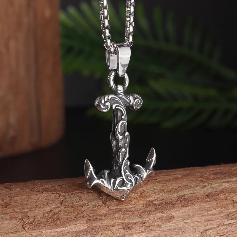 Hip Hop Ice Out Anchor Pendant Necklace for Men Women Fashion Rock Jewelry Music Festival Party Christmas Gift